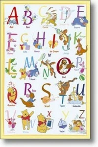 DISNEY WINNIE THE POOH POSTER Alphabet RARE NEW 24X36 - Picture 1 of 1
