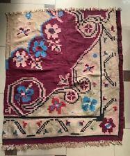 Antique Albanian traditional carpet kilim wool red multicolor rug-108 cm x 99 cm