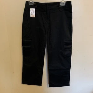 NWT Sharagano Made In France Women’s Cargo Capris Black Color Size L - Picture 1 of 7