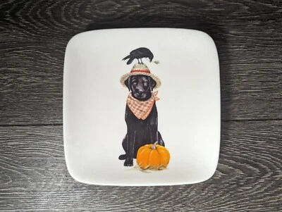Black Lab Labrador Dog Ceramic Square Plate Trinket Dish 5” Creative Co-op - Image 1 of 4