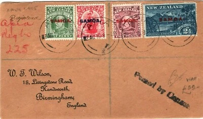 SAMOA WW1 Cover Apia Registered *Passed by Censor* GB Wilson 1915{samwells}PB375 - Image 1 of 4