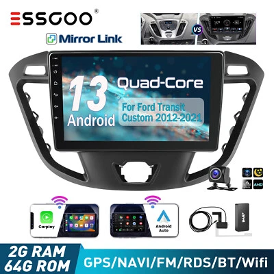 DAB+ Android 13 64G Autoradio GPS Carplay Für Ford Transit Tourneo Custom 12-21 - Bild 1 von 4