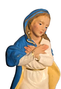 Vintage Paper Mache Mary Holy Mother 4.5” Kneeling Blue Cloak ITALY Fontanini? - Picture 1 of 9