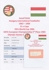 JOZSEF GELEI HUNGARY INTERNATIONAL 1963-1966 ORIGINAL AUTOGRAPH CUTTING/CARD