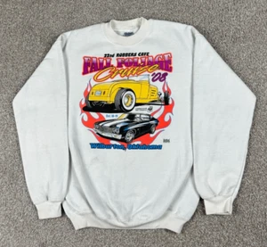 Vintage Oldtimer Sweatshirt Herren Medium weiß Pullover Rundhals Hot Rod Y2K - Bild 1 von 9
