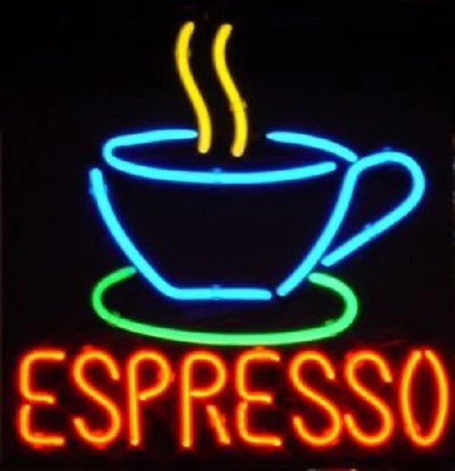 Coffee Espresso Neon Light Sign 20"x16" Lamp Glass Decor Wall Space Bar Hanging - Image 1 of 1