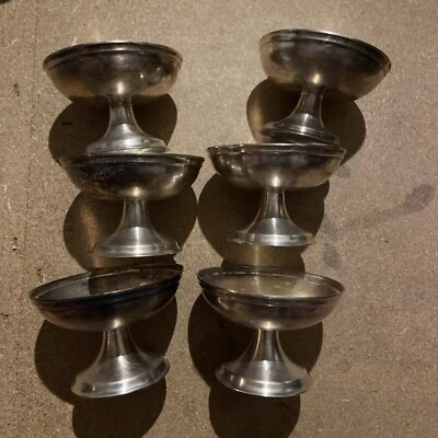 Reed And Barton Silver Soldered Ice Cream Dessert Footed Pedestal Bowls Set of 6 - Image 1 of 4