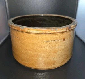 Vasija de gres vintage F. H. Cowden Harrisburg PA, 4 3/4" X 8 1/2" - Imagen 1 de 8
