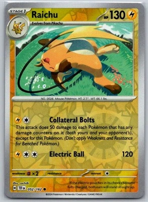 Raichu 052/162 Reverse Holo SV05: Temporal Forces NM - Image 1 of 2