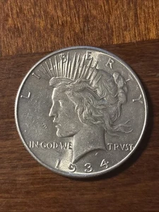(1) BU $1 1934 Peace Silver Dollar Philadelphia Mint State - Picture 1 of 2