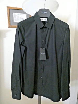 New Saint Laurent Black Shirt Button Front Long Sleeve Women Sz F42 Uniform - Image 1 of 4