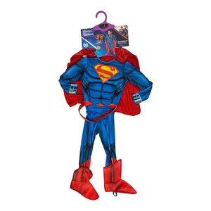 DC Superman Boy's Jumpsuit, Boot Tops, Belt & Cape Costume Set (3T-4T) - Picture 1 of 2