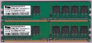 1GB 2x512MB PC2-5300 ProMOS DDR2-667 V916764K24QCFW-F5 Desktop Ram Memory Kit - Picture 1 of 3