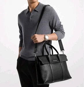 NWT Michael Kors COOPER Navy Blue Pebbled Leather Briefcase / Lap Top Bag - Picture 1 of 10