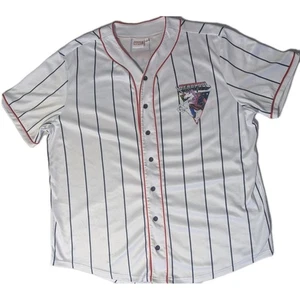Marvel Deadpool on Unicorn Baseball Jersey Pinstripe Style Men's Size Lg - Picture 1 of 15