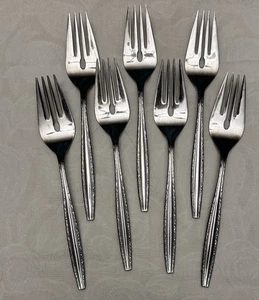 Lote de 7 tenedores de ensalada cubiertos vintage de acero inoxidable Ekco Eterna Galilee - Imagen 1 de 4