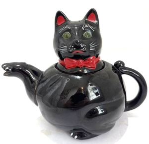 Vintage schwarze Katze Teekanne Shafford Redware 6,5" hoch Japan - Bild 1 von 8