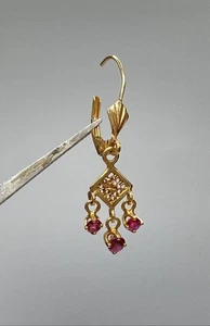 14k Yellow Gold Ruby Single Earring Jewelry Scrap 1.0g - Picture 1 of 4