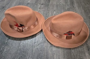 Cappello Fedora Uomo San Patrizio Lana Cammello Taglia M Set di 2 - Foto 1 di 8