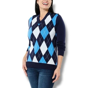 Maglione pullover unisex Curations x Ty Mayberry taglia XXXL blu Argyle nuovo con etichetta - Foto 1 di 4