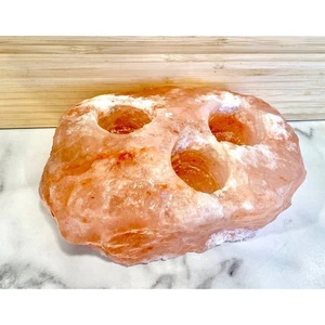 Himalayan Pink Salt Rock 3 Tea Light Candle Holder Natural Spa Decor - Picture 1 of 11