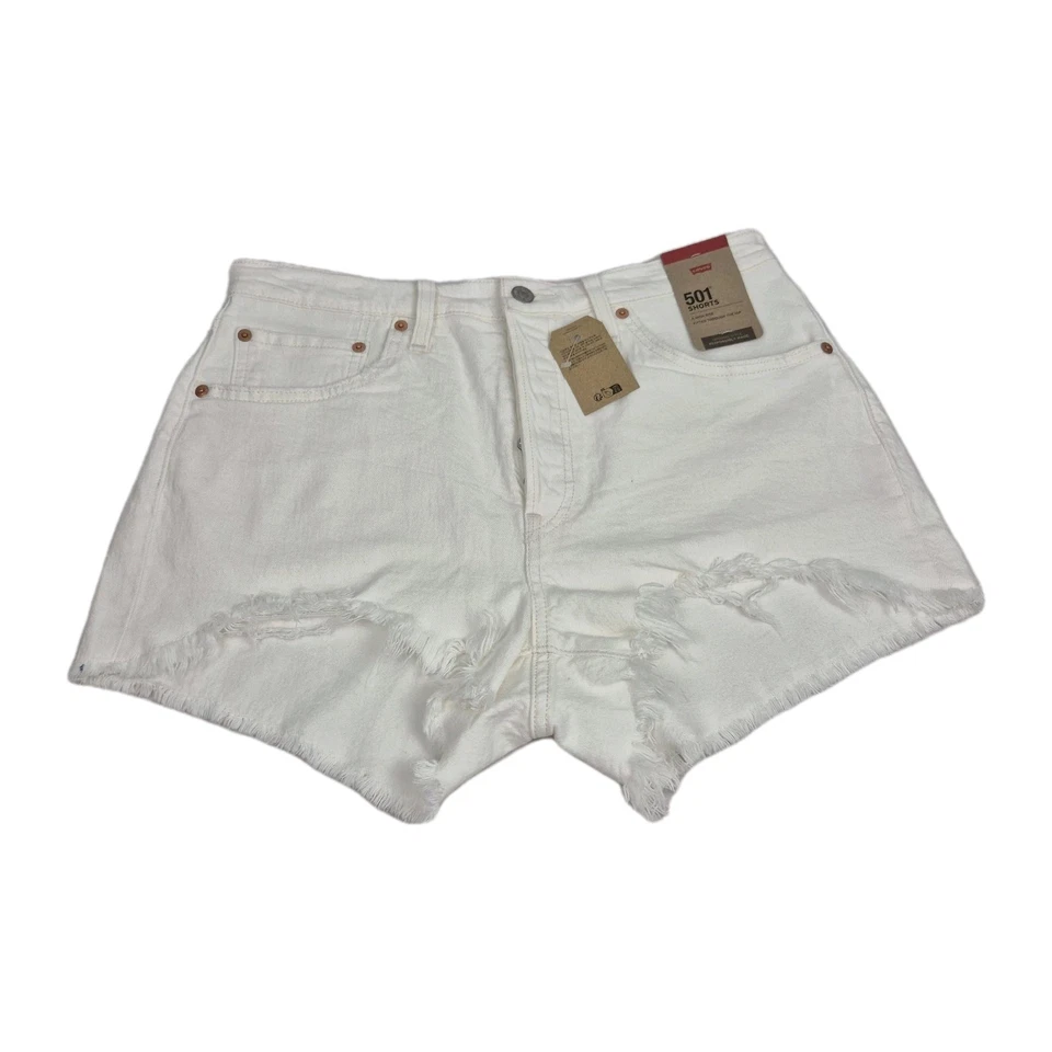 Levi’s Women’s 28 Waist White Button Fly High-rise Classic 501 Denim Jean Shorts