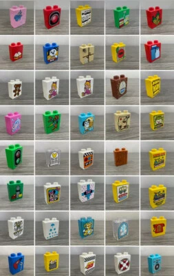 Lego Duplo Replacement Parts - Printed / Decorated Bricks 1x2x2 (U Pick /Choose) - Image 1 of 2