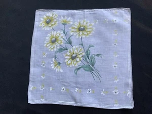 Vintage Ladies Daisy Daisies Print Floral Handkerchief Hankie - Picture 1 of 3