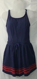 Costume da bagno vintage Jantzen misto cotone marinaio corto blu navy e rosso taglia 16 - Foto 1 di 10