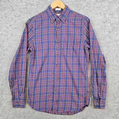 J Crew Men's Blue & Red Plaid Brushed Twill Size XS Shirt 100% Cotton Slim Fit - Image 1 of 4