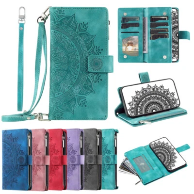 Crossbody Leather Wallet Case Zip Card Flip Cover for Samsung S20+/S21+ FE Ultra - Image 1 of 4