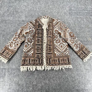 Billabong Womens Sienna Cotton Tassels Fringe Open Front Cardigan Size S - Picture 1 of 12