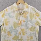Tommy Bahama Hawaiian Shirt Mens Medium Silk Linen Floral Palm Tiki Vacation