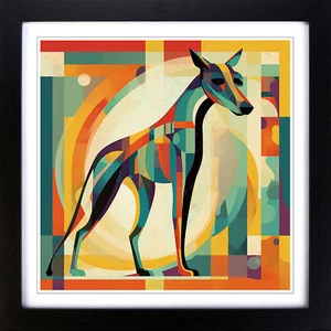 Greyhound Dog Constructivism No.2 Framed Canvas Wall Art Print Poster Picture - Picture 1 of 6