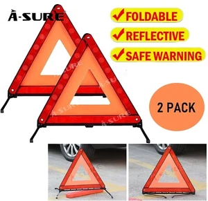 Confezione 2 Kit Avviso Triangolo Sicurezza Pieghevole Riflettente Emergenza Strade Rotture - Foto 1 di 8