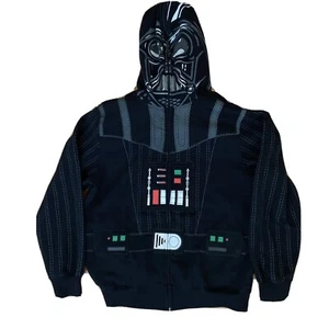 DARTH VADER Boys Star Wars Zip Up Hoodie Costume Sweatshirt W/Mask Hood Size 2XL - Picture 1 of 12