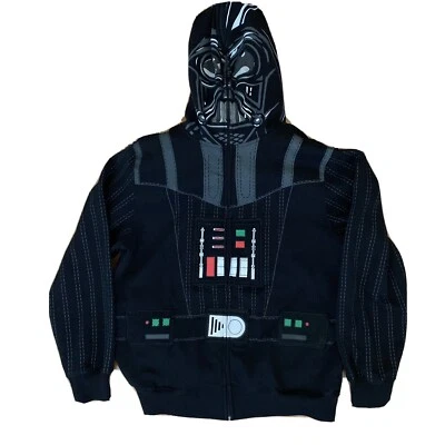 DARTH VADER Boys Star Wars Zip Up Hoodie Costume Sweatshirt W/Mask Hood Size 2XL - Image 1 of 4