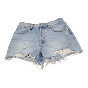 WE THE FREE Cut-Off Shorts Damen 27 blau Denim Button Fly distressed Fransen - Bild 1 von 12