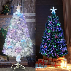 New 4Ft Christmas Xmas Trees Optical Fiber PVC Branches LED Pre-Lit Decorated - Picture 1 of 15