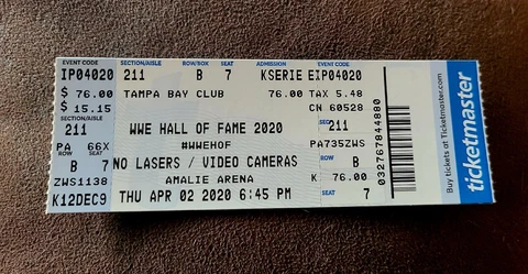 WWE Hall of Fame 2020 wrestling ticket stub Wrestlemania 36 | Pandemic Cancelled Cover