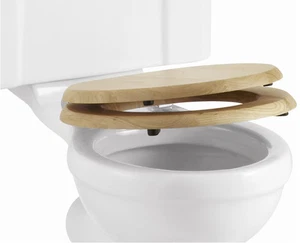 Burlington Wooden Soft Close Oak Toilet Seat S16, With or Without Handles - Picture 1 of 4