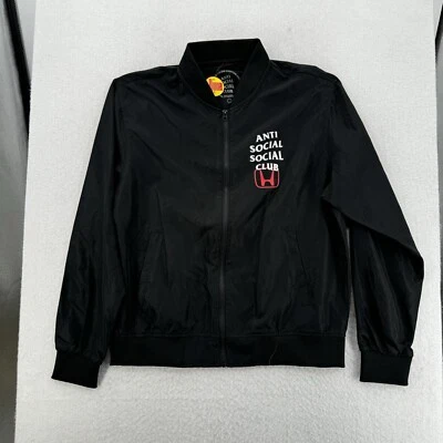 Anti Social Social Club X Honda Bomber Jacket Lightweight Full Zip Black NWT - Image 1 of 4