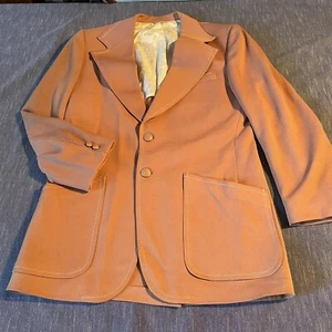 sears roebuck vintage travelknit tan lesuire suit jacket mens 39 chest - Picture 1 of 8