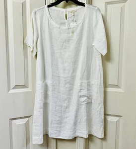 Eileen Fisher Kurzarm Leinenkleid, Größe M - Bild 1 von 3