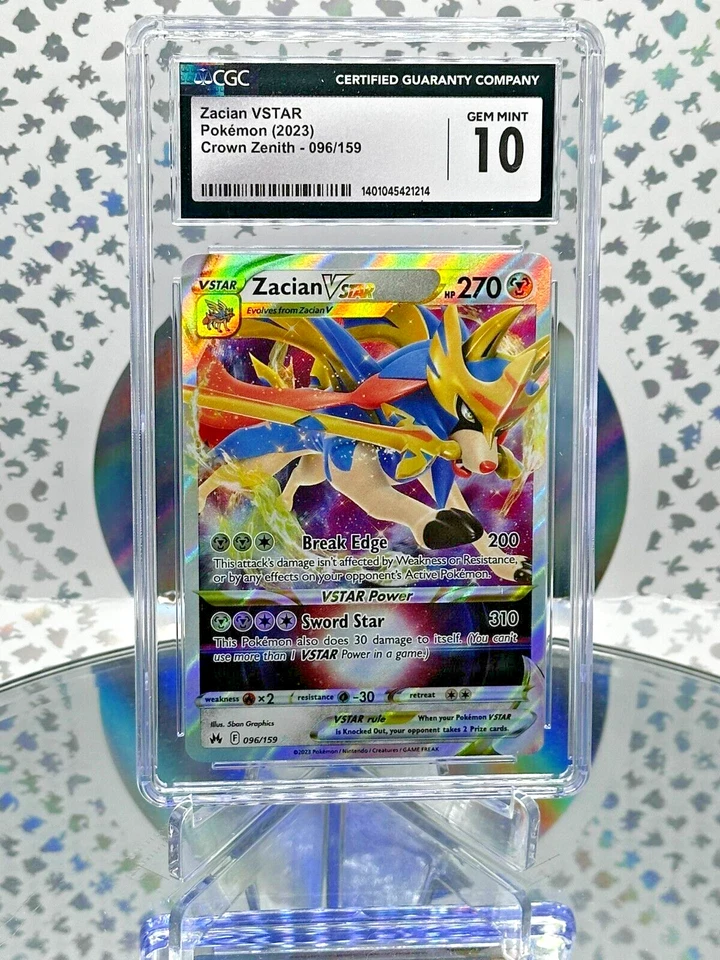 CGC 10 Zacian VSTAR 096/159 Crown Zenith Full Art Double Rare Pokemon Card - Image 1 of 1