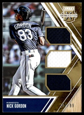 2017 Panini Elite Extra Nick Gordon Triplie Materials Gold /99 Minn Twins - Image 1 of 2