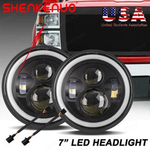 Halo 7"Round Led Headlight H4-H13 Hi/Lo Bulb for Chevy C10 C20 C30 G10 G20 K10 - Picture 1 of 12