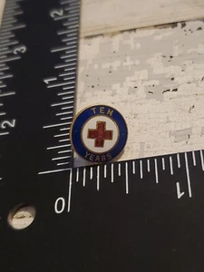 Red Cross Ten Years Service Cloisonné Lapel Pin marked W om - Picture 1 of 2