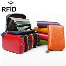 Men's RFID Blocking Zip Wallet Money Clip Credit Card ID Holder Leather Purse