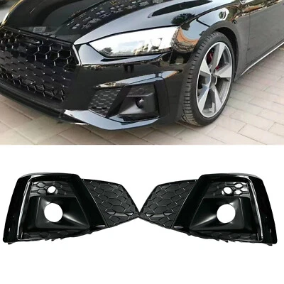 2pcs Car Front Fog Light Cover Bezel For Audi A5 S5 2021-2024 Black - Image 1 of 4